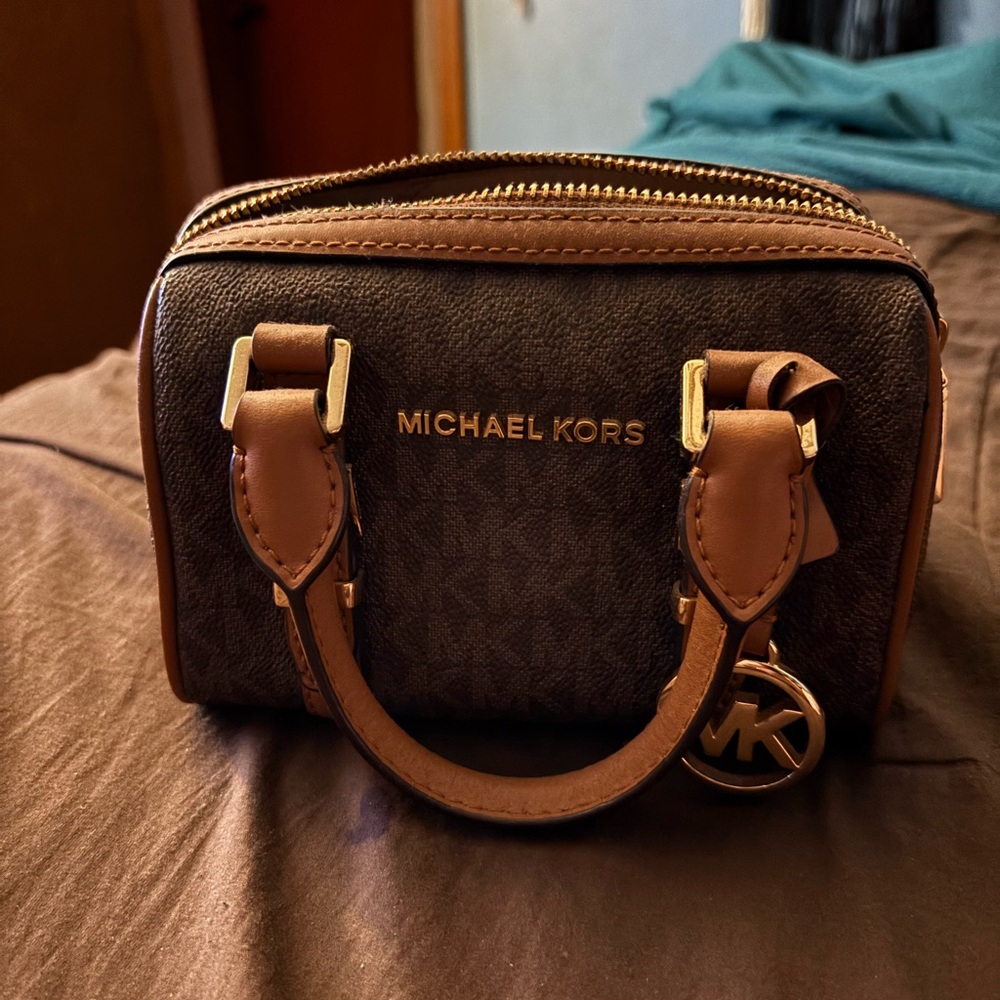 Small Michael Kors Brown and Tan Toiletry Bag